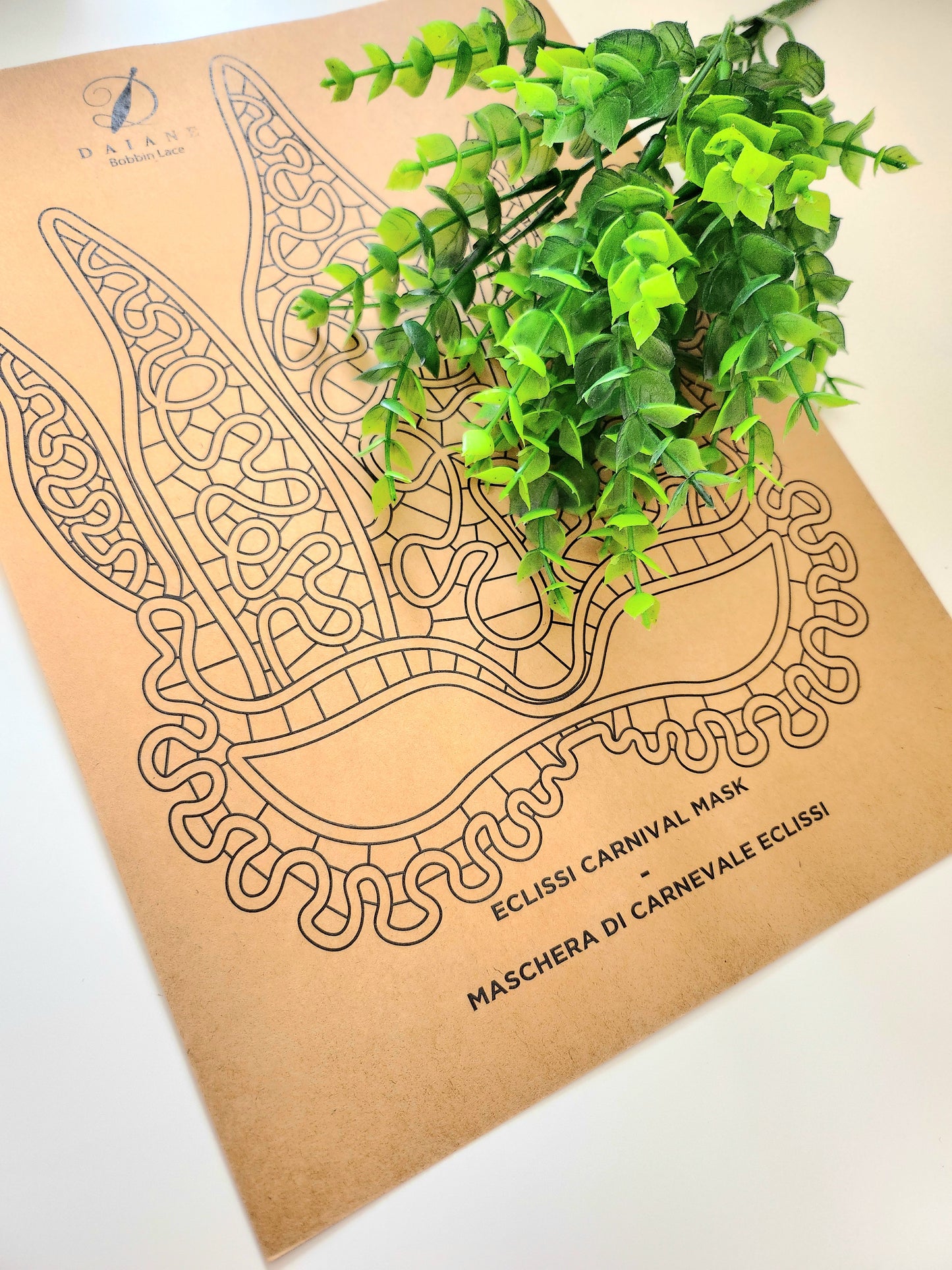 Bobbin Lace Carnival Mask Eclissi Bobbin Lace Pattern