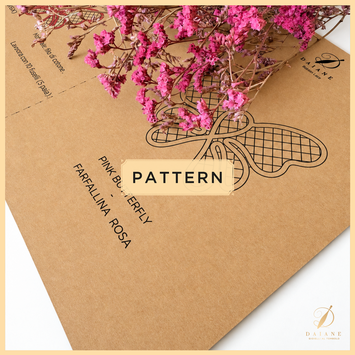 Bobbin Lace Pink Butterfly 2026 Bobbin Lace Pattern 🦋 Printed Pattern