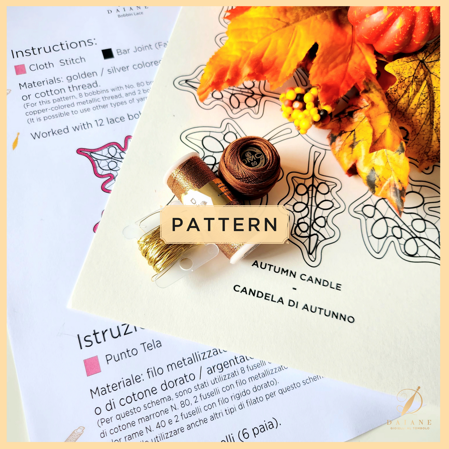 Bobbin Lace Autumn Candle Bobbin Lace Digital Pattern