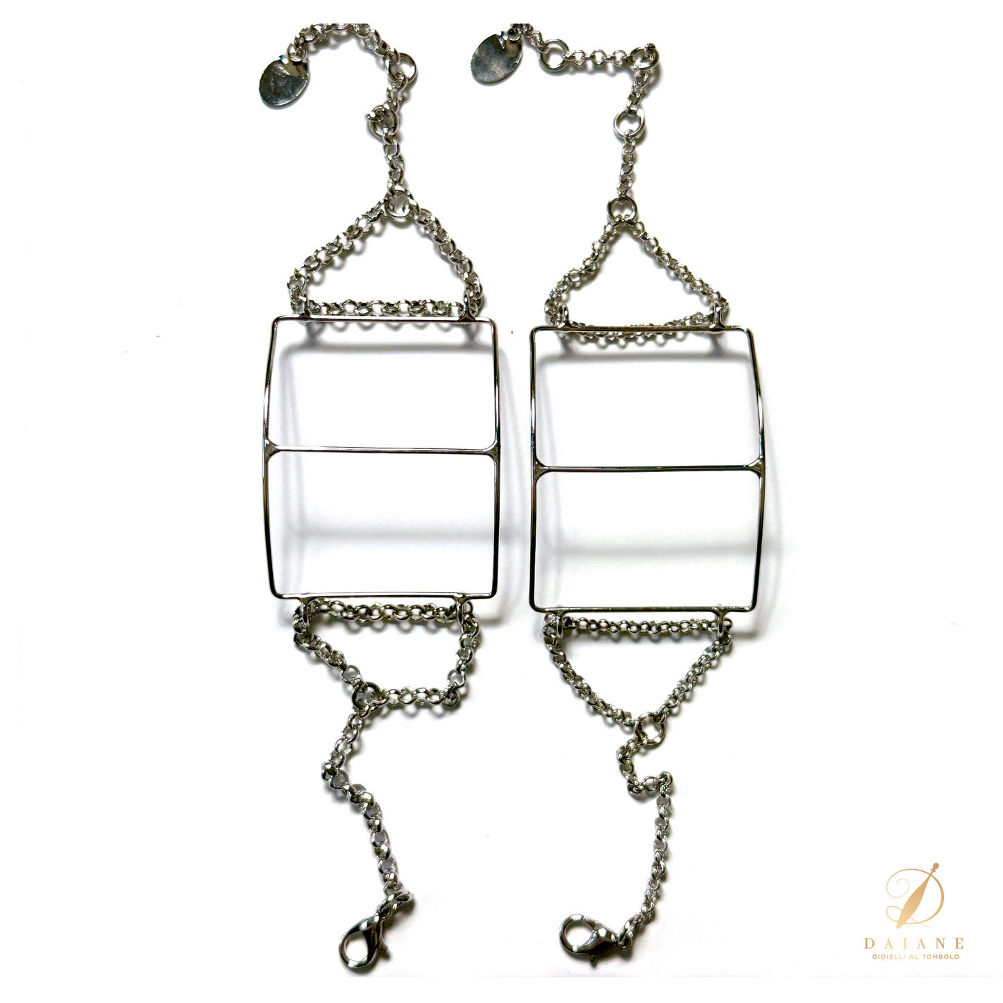 Bobbin Lace Rectangular Jewelry Bracelet Frame White Gold