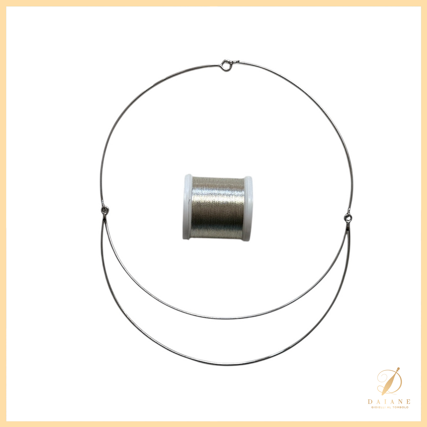 Bobbin Lace Complete kit Jewelry Choker Necklace Bobbin Lace White Gold