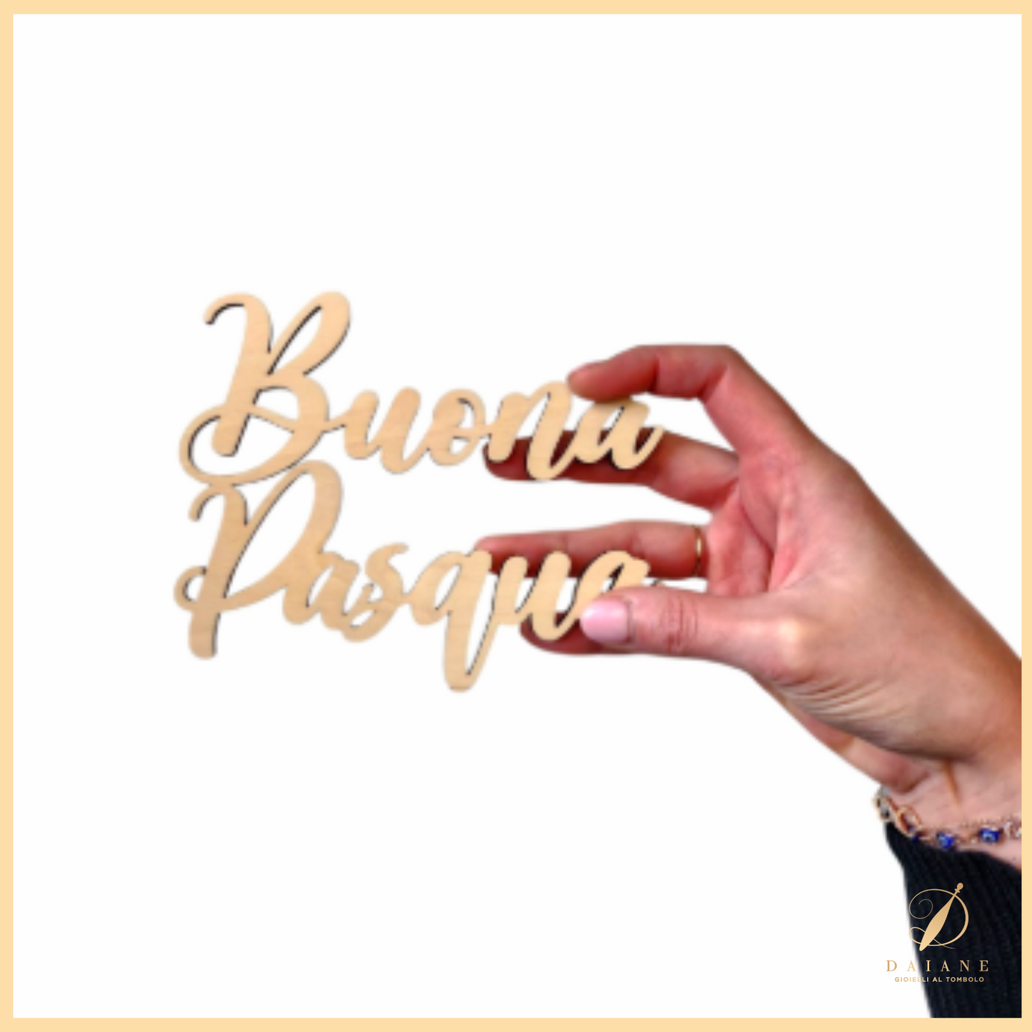 Bobbin Lace Wooden Plaque "Happy Easter"