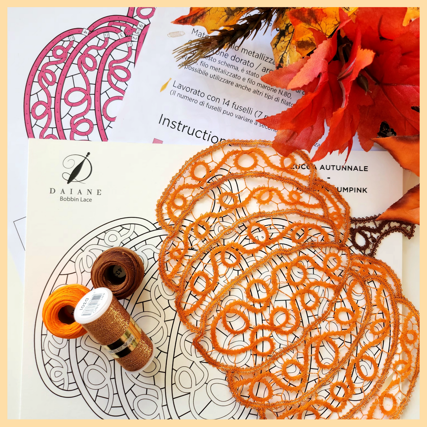 Bobbin Lace Autumn Pumpkin Bobbin Lace Digital Pattern