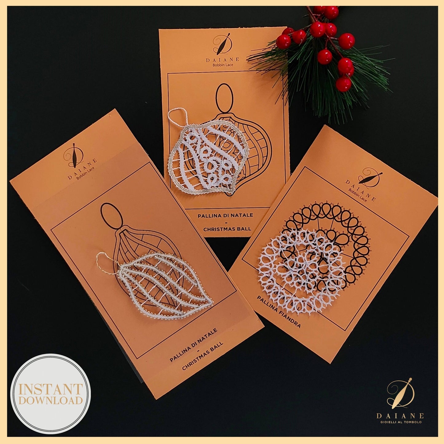 Bobbin Lace 3 Patterns Bundle Christmas Ball Bobbin Lace Digital Pattern