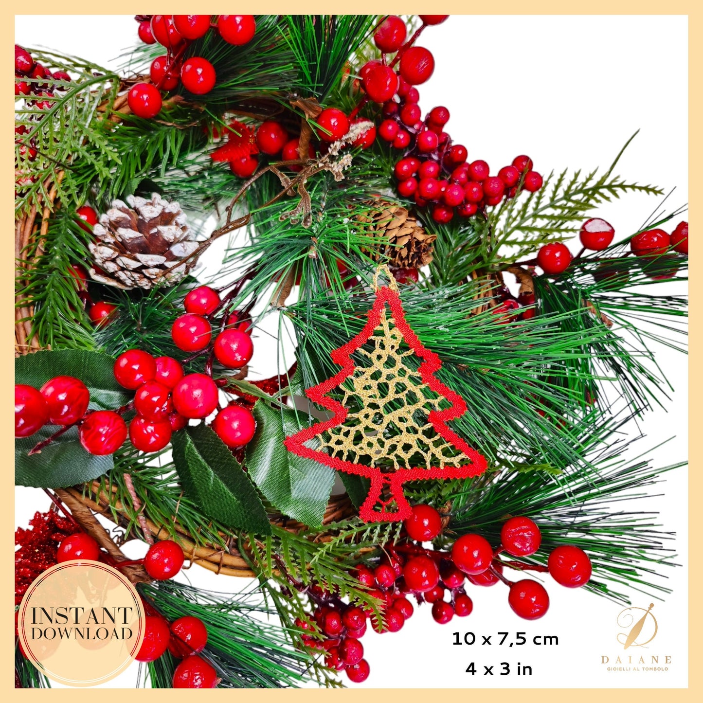 Bobbin Lace Merry Christmas Tree Bobbin Lace Pattern