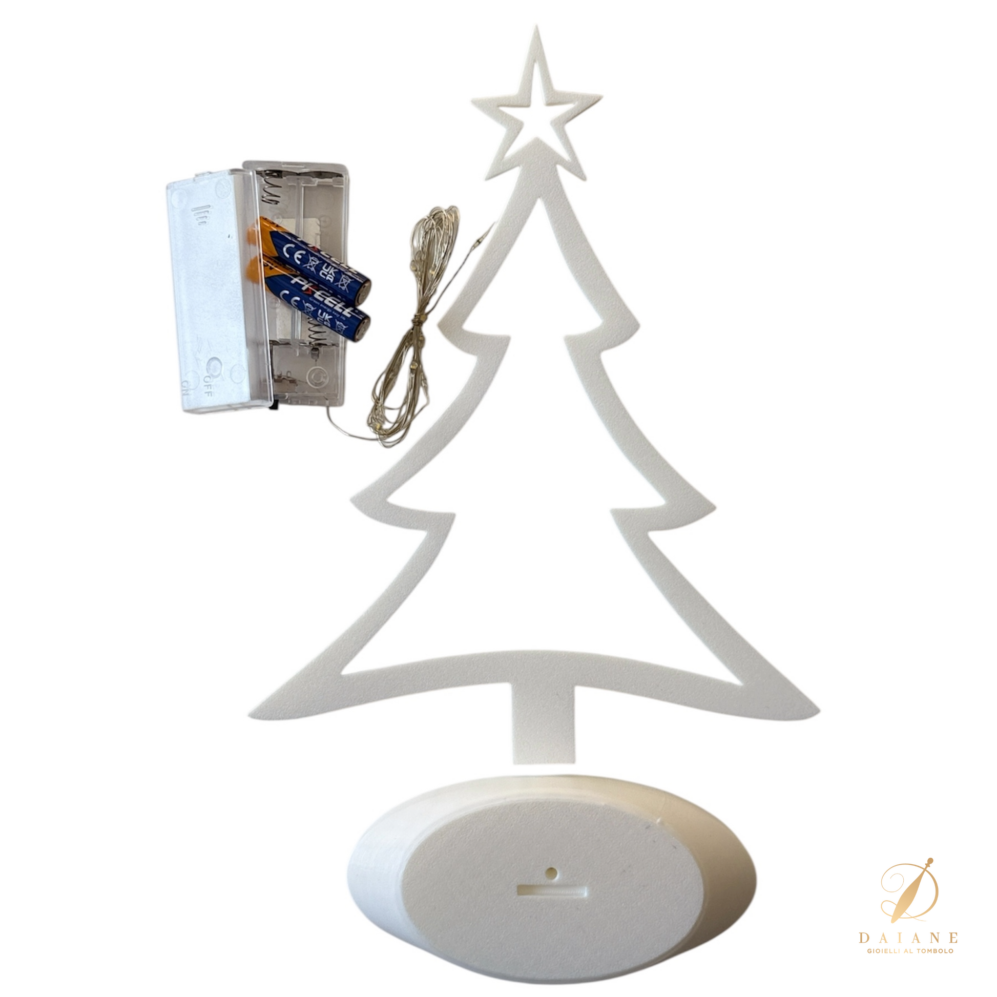 Bobbin Lace Enchanted Christmas Tree Bobbin Lace Pattern Complete Kit (Pattern + 3 Thread + Tree Base) White