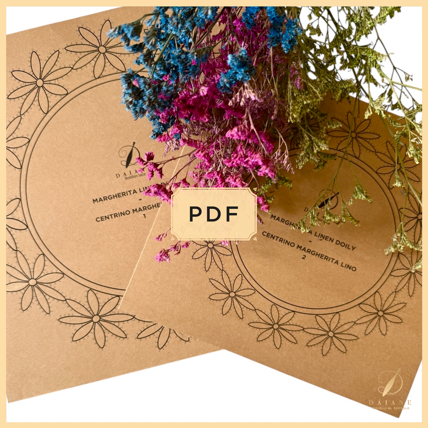 Bobbin Lace Margherita Linen Doily Duo Bobbin Lace Pattern Digital Pattern