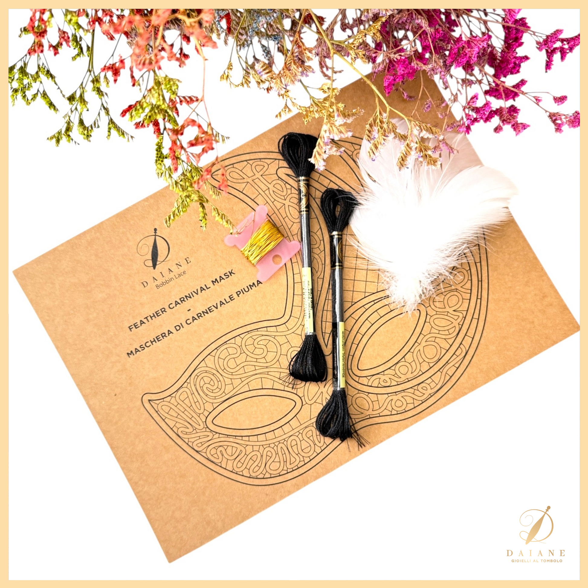 Bobbin Lace Carnival Mask Feather Bobbin Lace Pattern