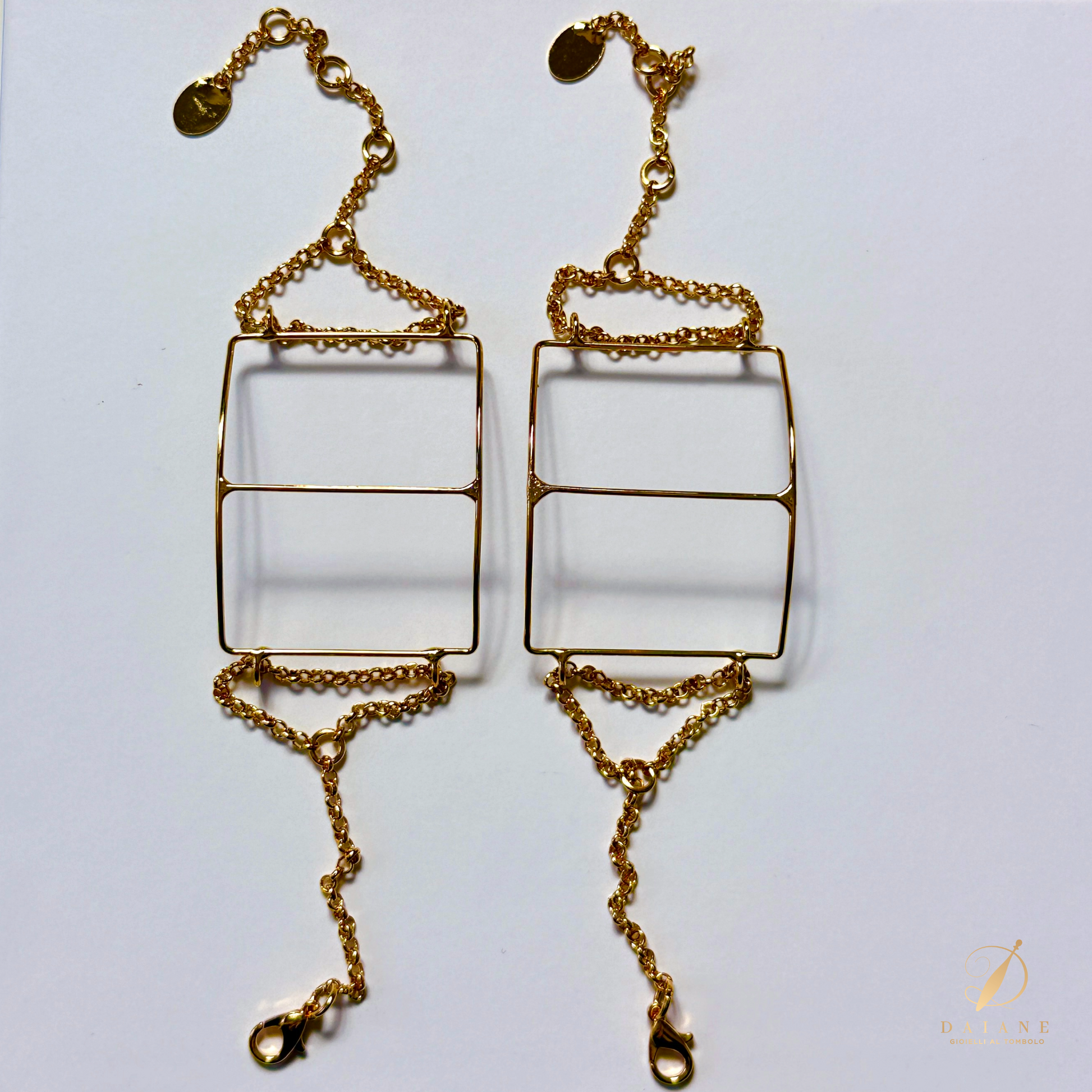 Bobbin Lace Rectangular Jewelry Bracelet Frame Yellow Gold