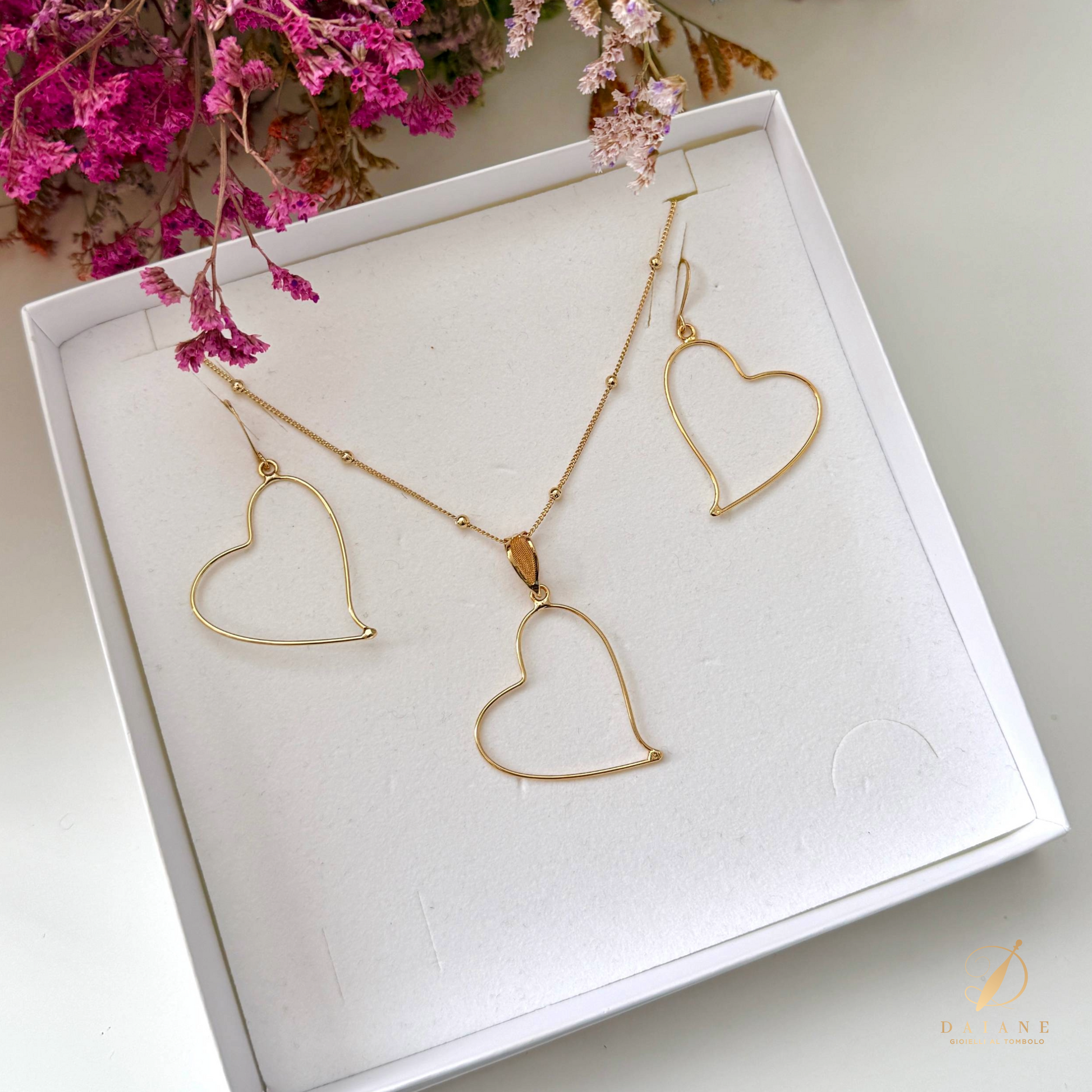 Bobbin Lace Complete Kit Set Heart Jewelry Bobbin Lace Yellow Gold