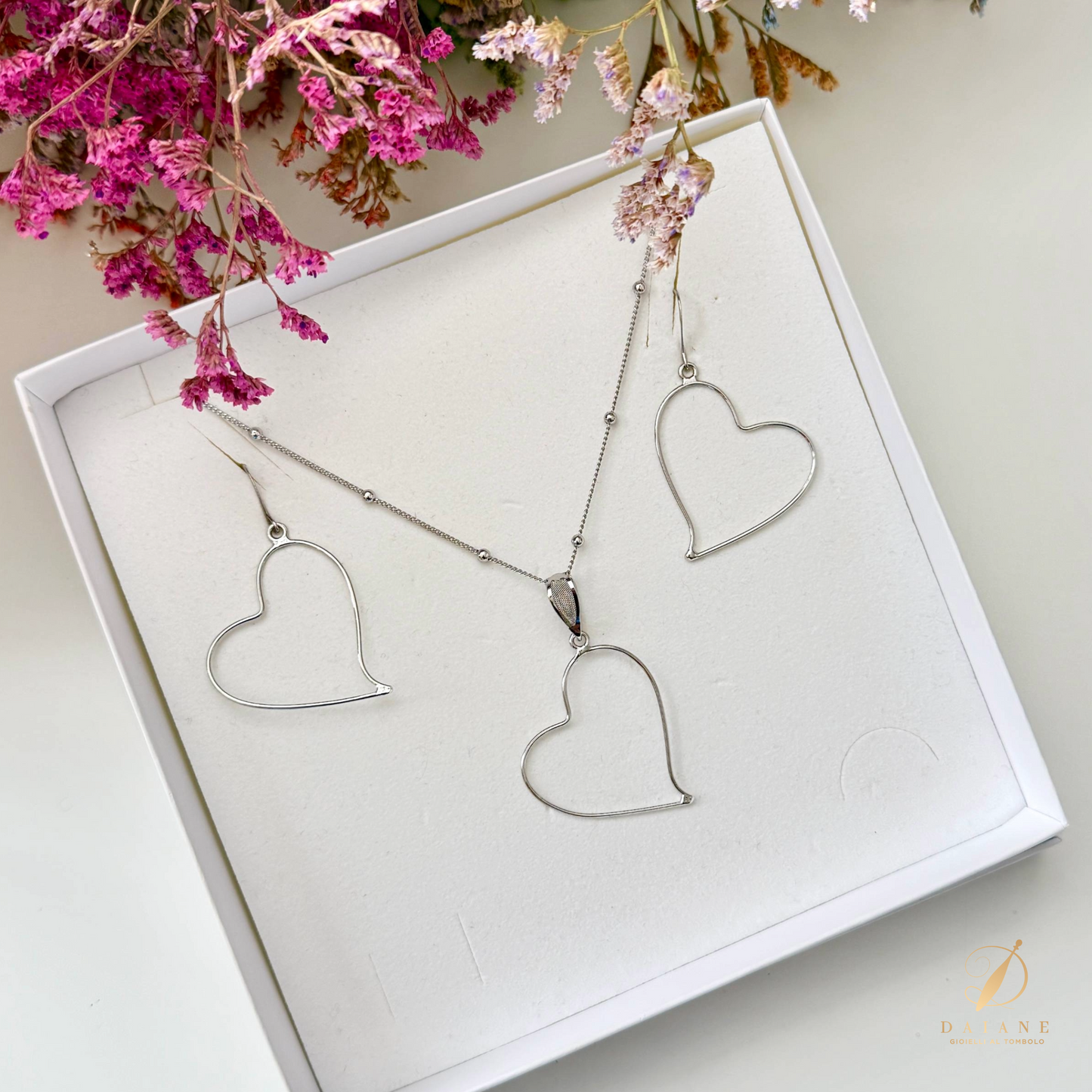 Bobbin Lace Complete Kit Set Heart Jewelry Bobbin Lace White Gold