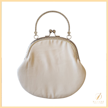 Bobbin Lace Clic Clac Bag Bobbin Lace Pattern Complete Kit (Pattern + 3 Thread + Cloth Bag) Ecru and Silver