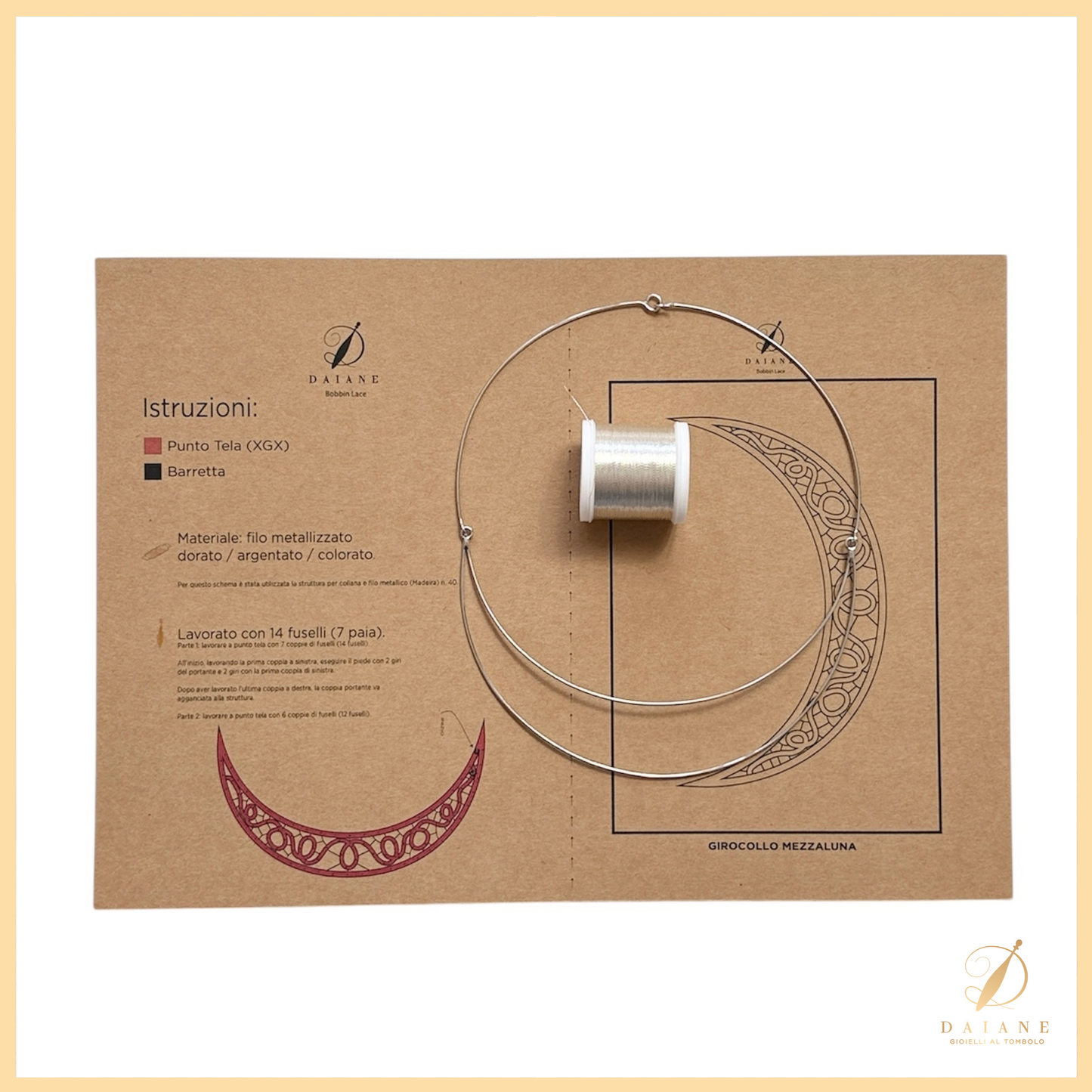 Bobbin Lace Complete kit Jewelry Choker Necklace Bobbin Lace