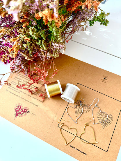 Bobbin Lace Complete Kit Earring Heart Jewelry Bobbin Lace