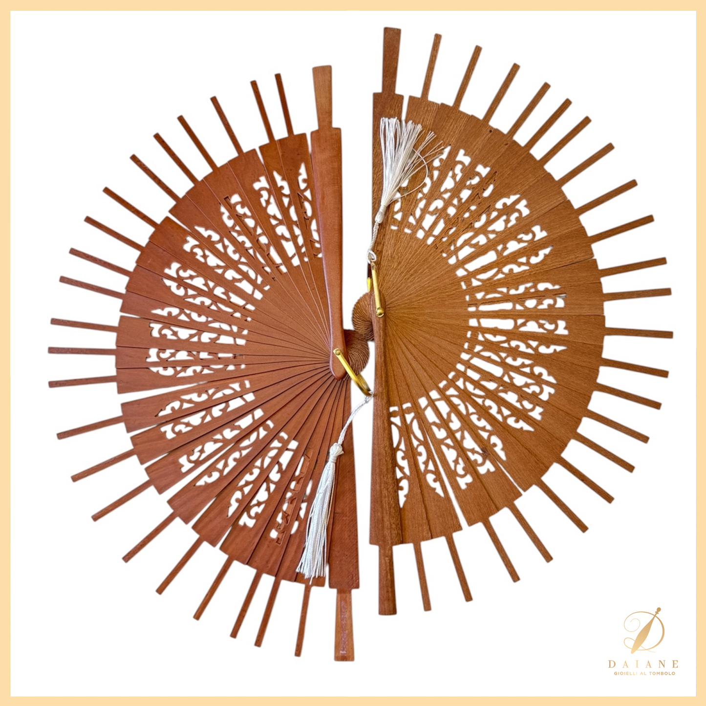 Bobbin Lace Decorated Wooden Fan Diva