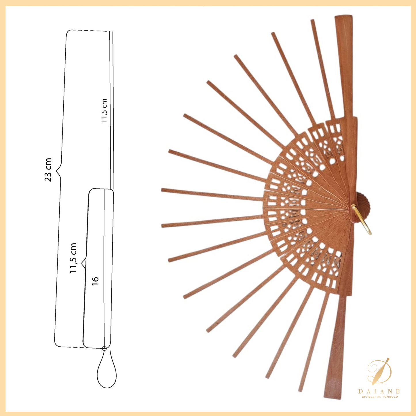 Bobbin Lace Hana Decorated Wooden Fan