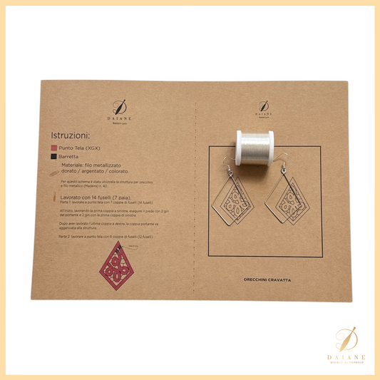 Bobbin Lace Complete Kit Earring Tie Shaped Jewelry Bobbin Lace