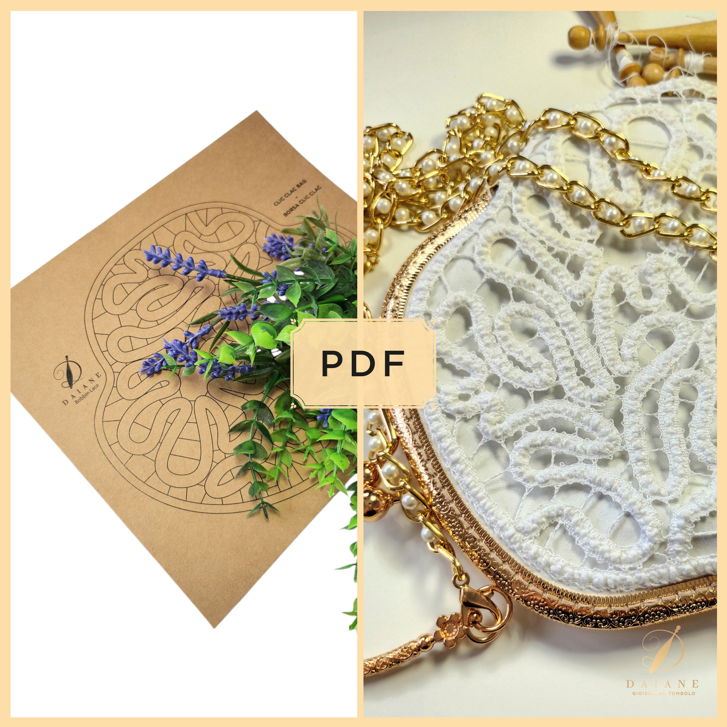 Bobbin Lace Clic Clac Bag Bobbin Lace Pattern PDF Digital Pattern null null