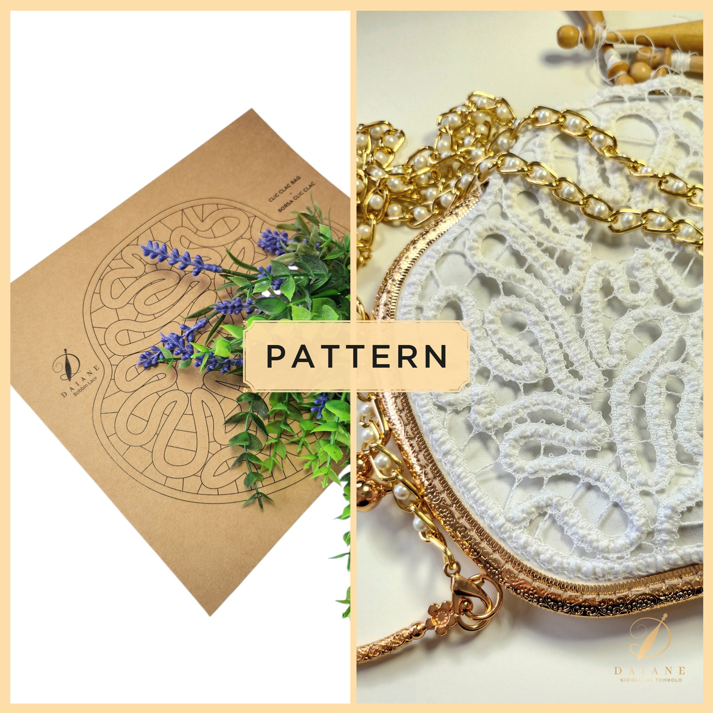 Bobbin Lace Clic Clac Bag Bobbin Lace Pattern Printed Pattern null null
