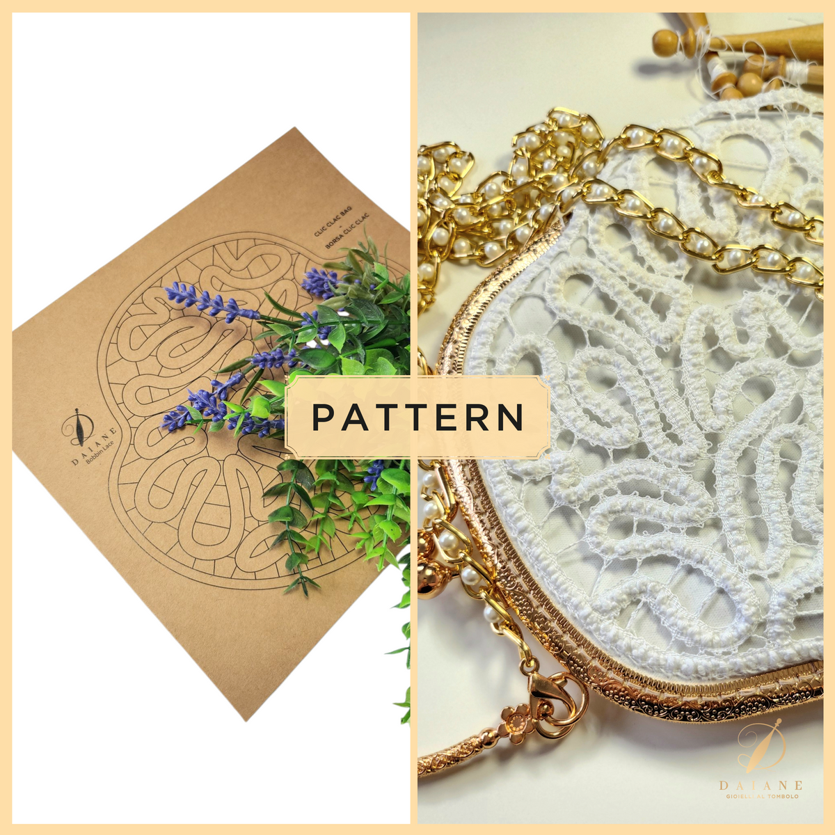 Bobbin Lace Clic Clac Bag Bobbin Lace Pattern Printed Pattern null null