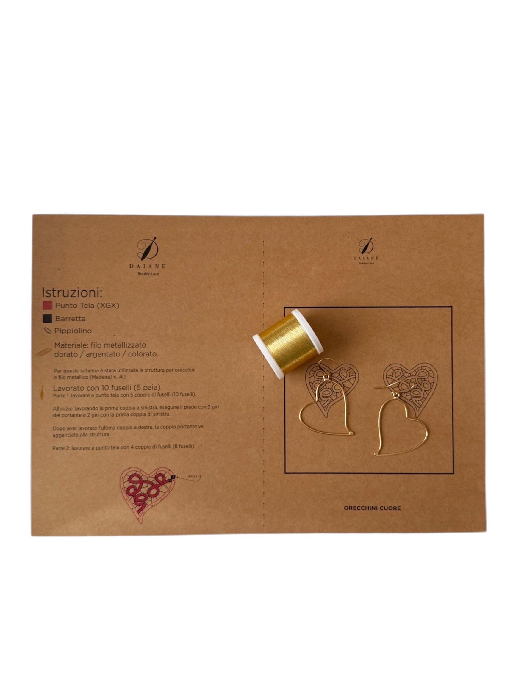 Bobbin Lace Complete Kit Earring Heart Jewelry Bobbin Lace