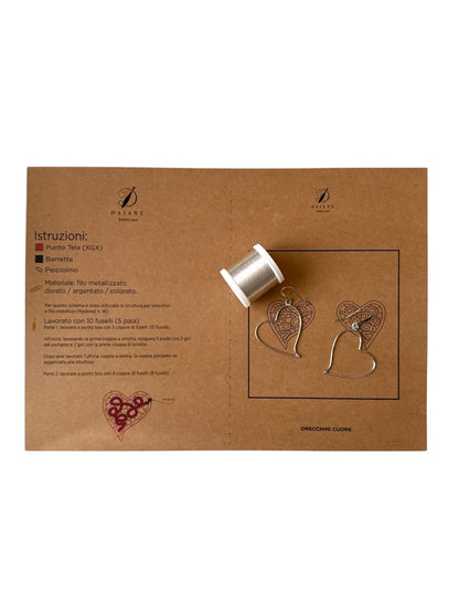 Bobbin Lace Complete Kit Earring Heart Jewelry Bobbin Lace