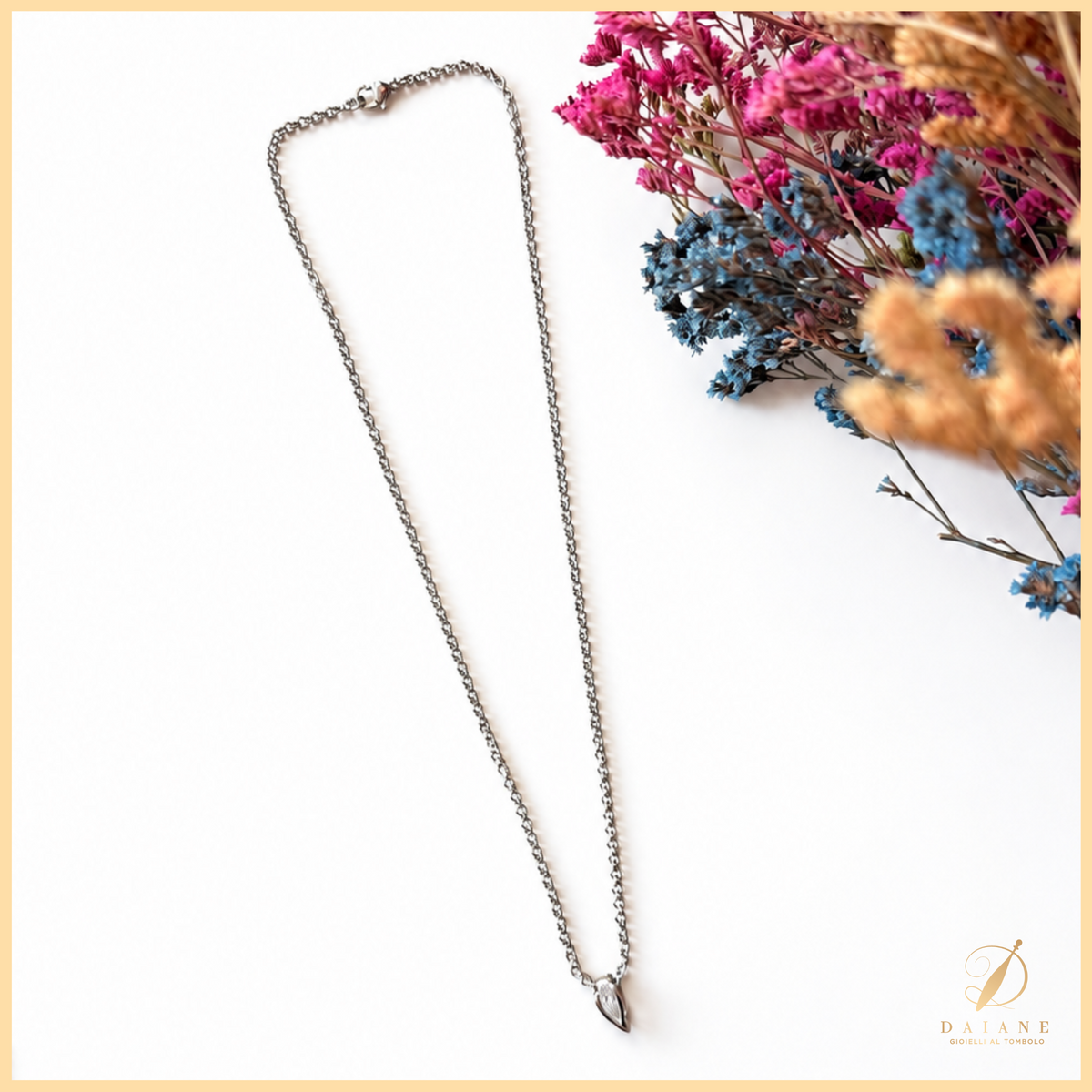 Bobbin Lace Pendant chain Pendant chain for jewelry White Gold