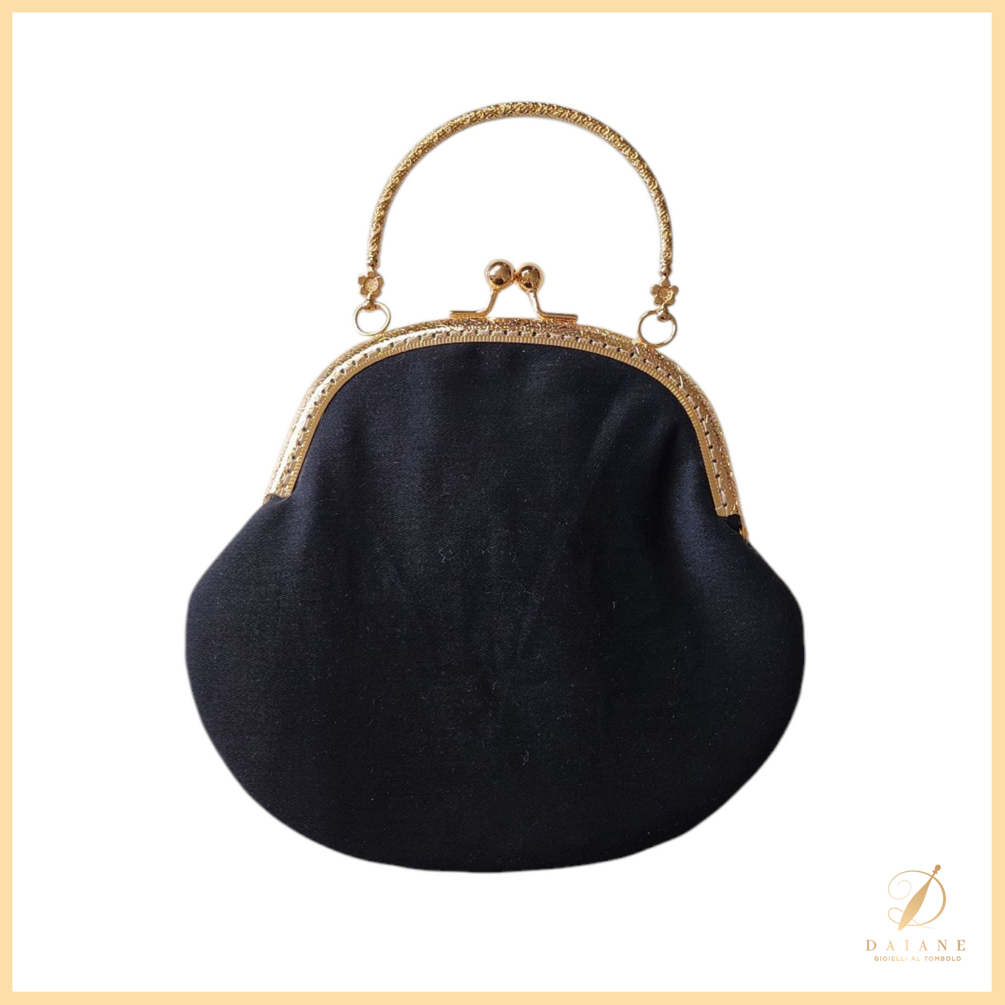 Bobbin Lace Clic Clac Bag Black Gold