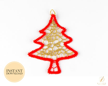 Bobbin Lace Pattern Christmas Tree Merry Printable PDF - instant digital download