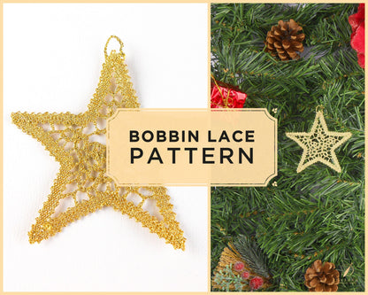 Bobbin Lace Pattern Christmas Star Printable PDF - instant digital download