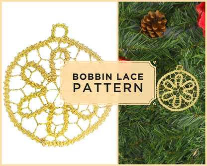 Bobbin Lace Pattern Christmas Ball Printable PDF - instant digital download