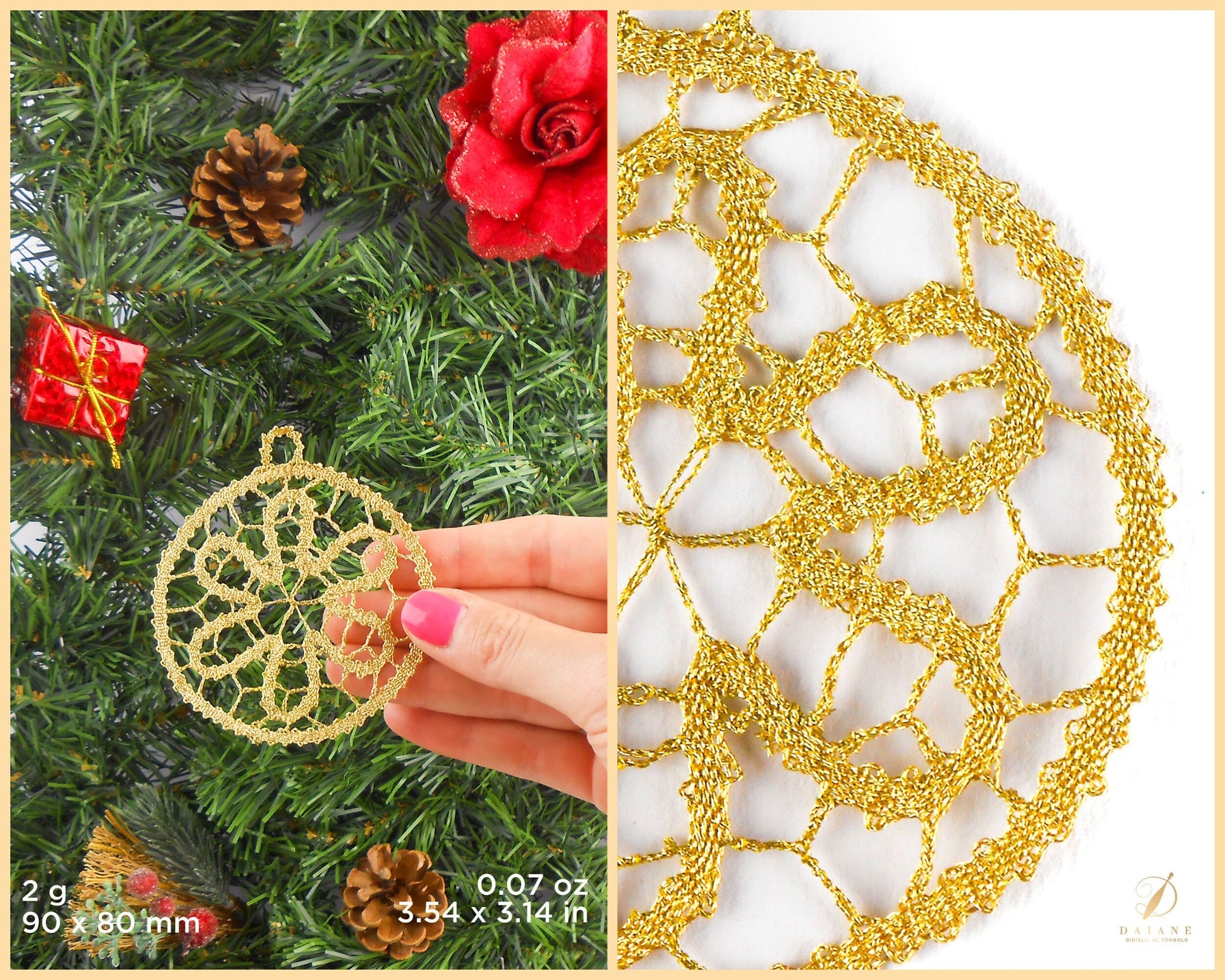 Bobbin Lace Pattern Christmas Ball Printable PDF - instant digital download