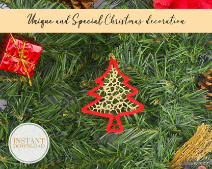 Bobbin Lace Pattern Christmas Tree Merry Printable PDF - instant digital download