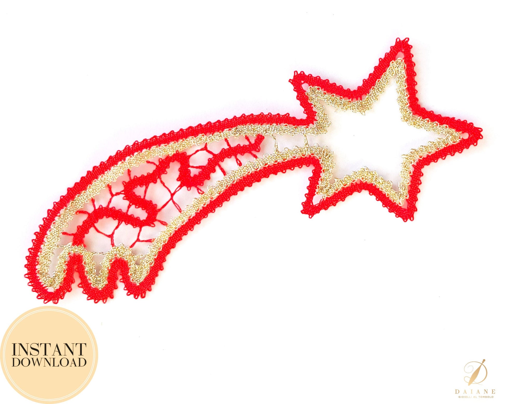 Bobbin Lace Pattern Christmas Comet Printable PDF - instant digital download