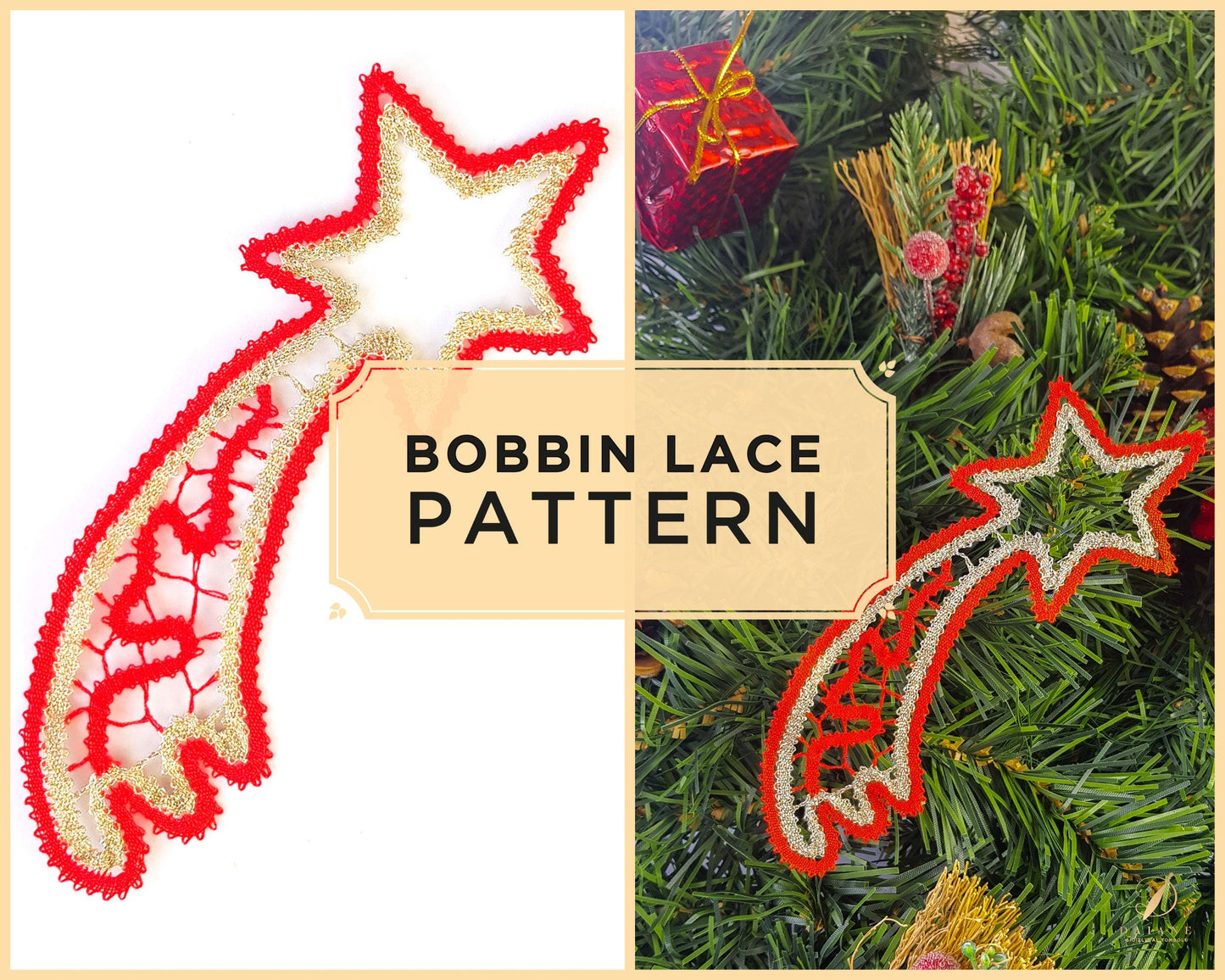 Bobbin Lace Pattern Christmas Comet Printable PDF - instant digital download