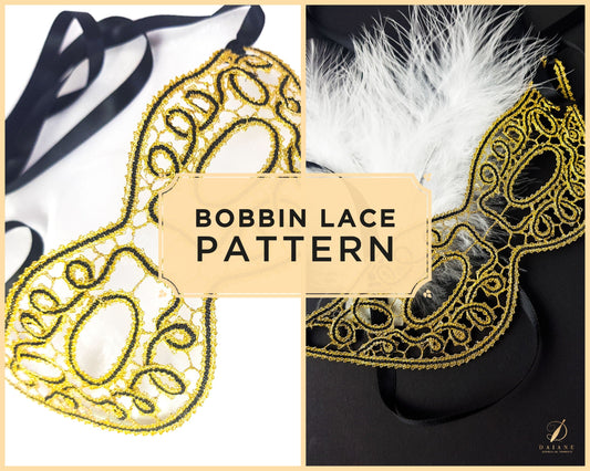 Bobbin Lace Pattern Carnival Mask Printable PDF - instant digital download