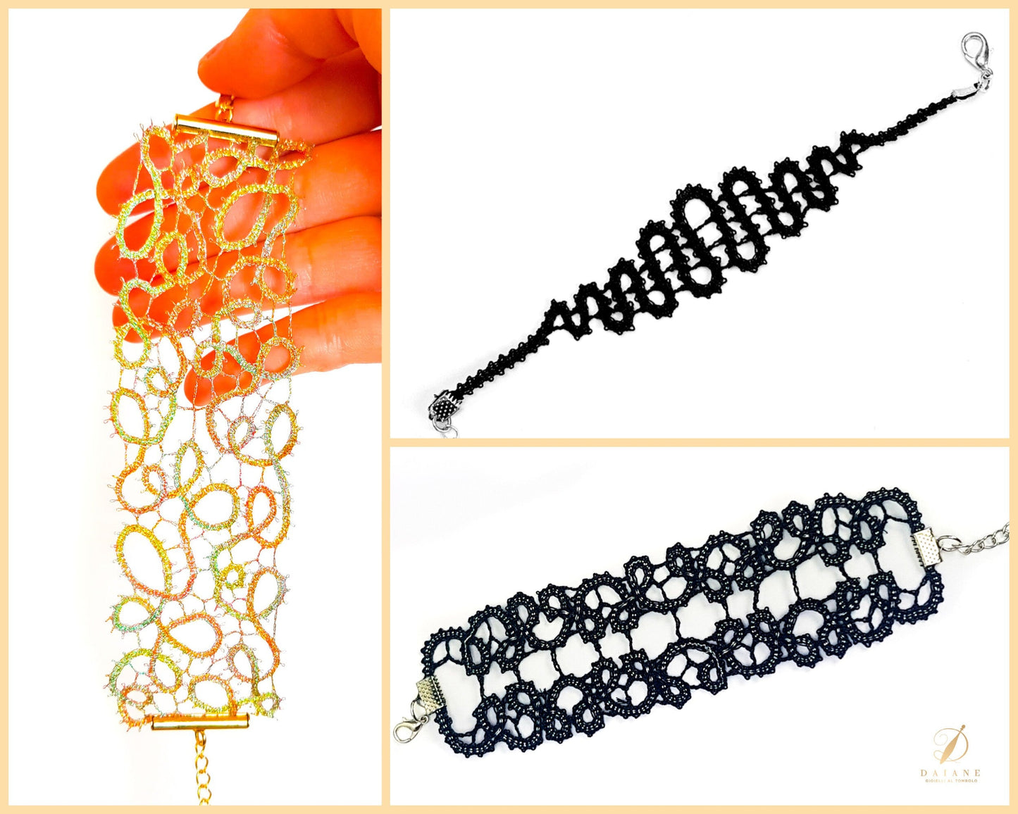 Bobbin Lace 3 Patterns Bundle Bracelets Printable PDF - instant digital download