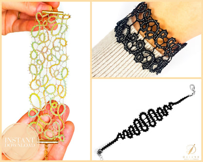 Bobbin Lace 3 Patterns Bundle Bracelets Printable PDF - instant digital download