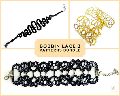 Bobbin Lace 3 Patterns Bundle Bracelets Printable PDF - instant digital download