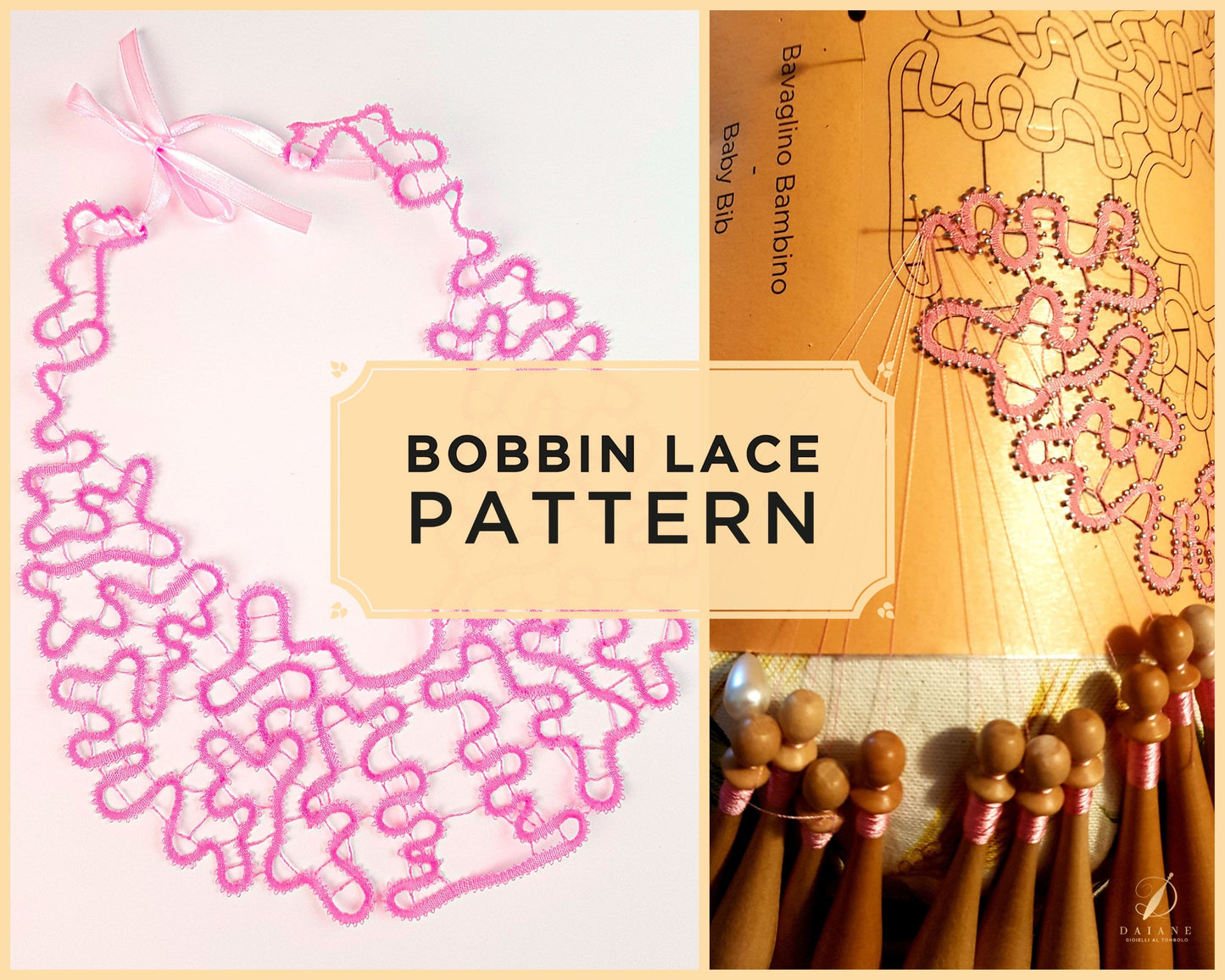 Bobbin Lace Pattern Baby Bib | printable PDF - digital download