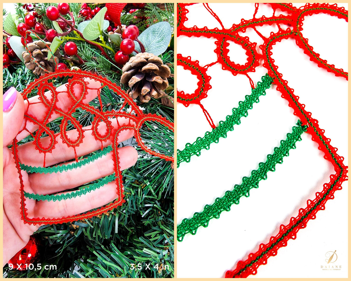 Bobbin Lace Pattern Christmas Hat Printable PDF - instant digital download