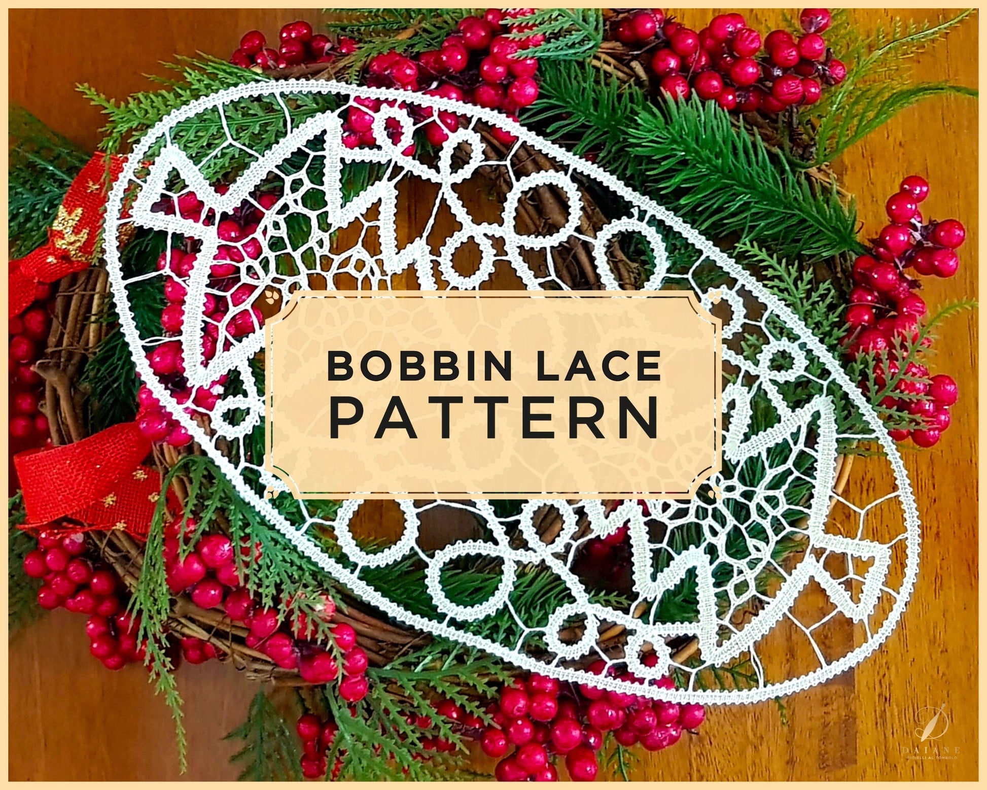 Bobbin Lace Pattern Doily Christmas Tree Printable PDF - instant digital download