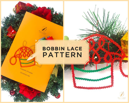 Bobbin Lace Pattern Christmas Hat Printable PDF - instant digital download