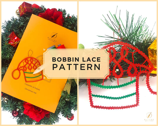 Bobbin Lace Pattern Christmas Hat Printable PDF - instant digital download