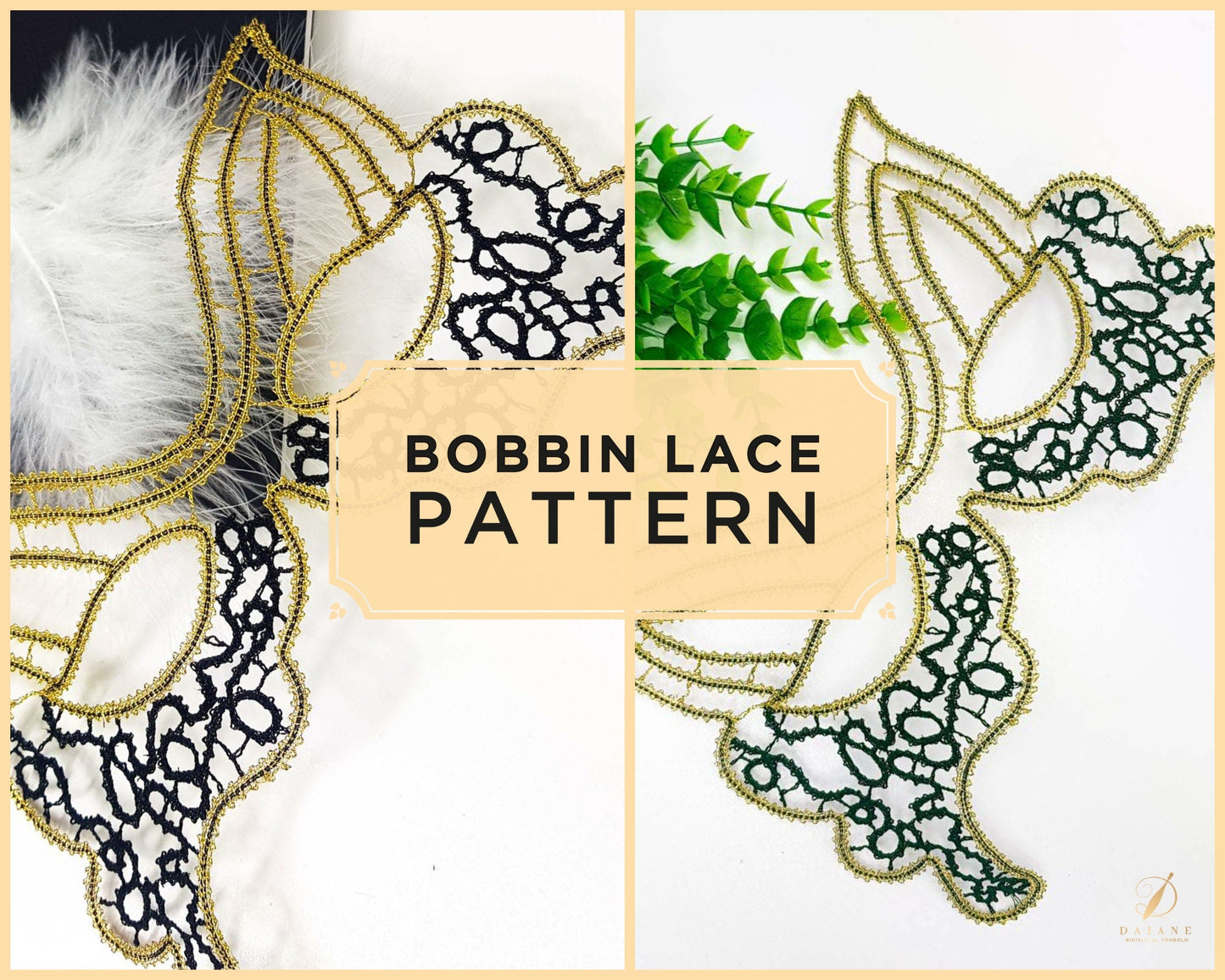 Bobbin Lace Pattern Carnival Mask Florence Printable PDF - instant digital download