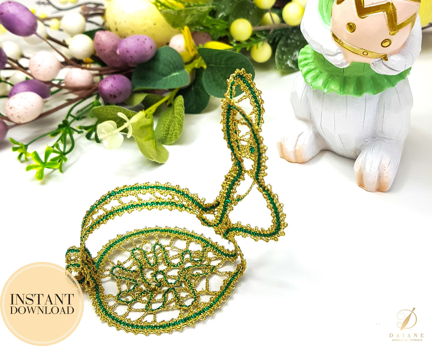 Bobbin Lace Easter Bunny Pattern Printable PDF - instant digital download