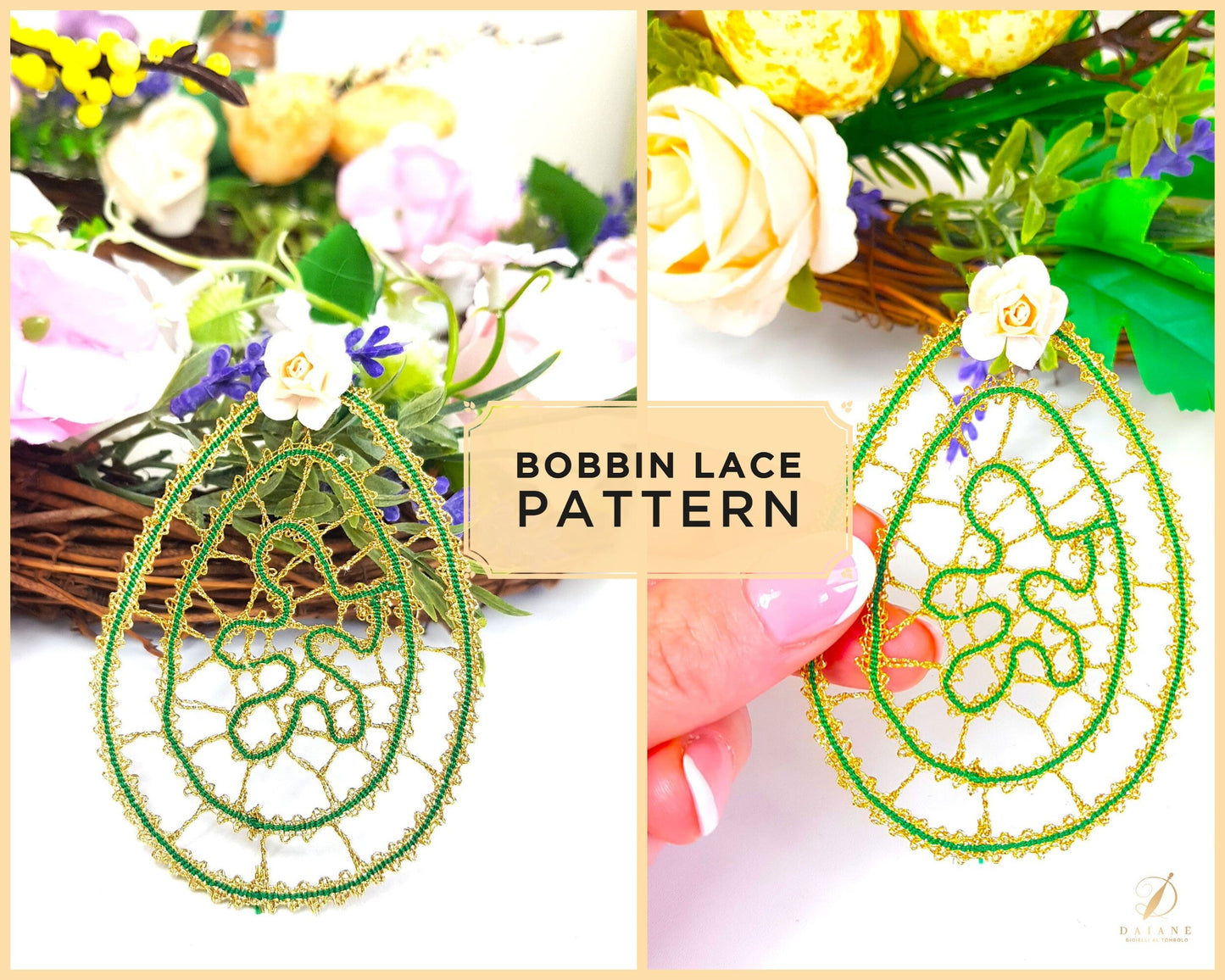 Bobbin Lace Pattern Easter Egg Printable PDF - instant digital download