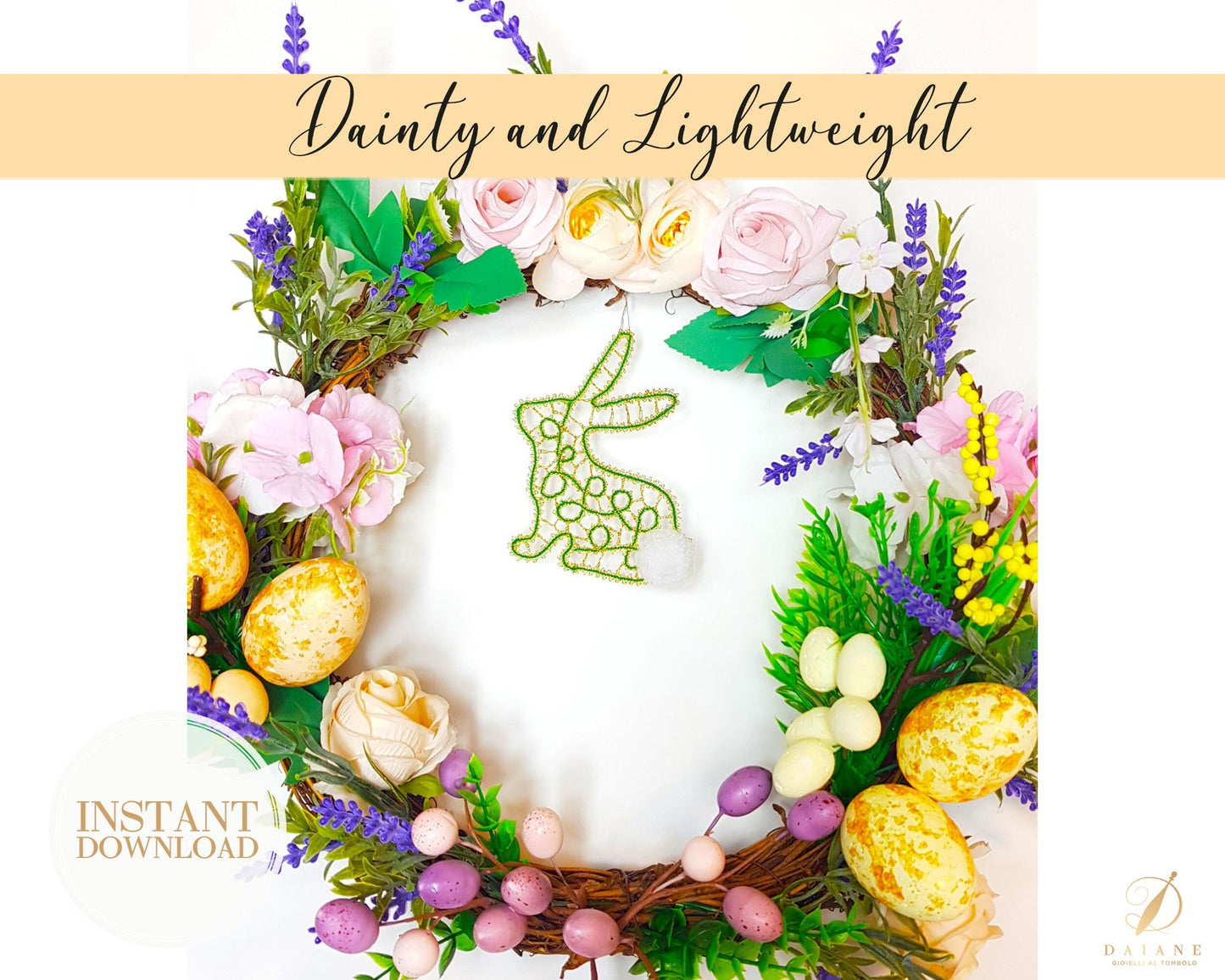 Bobbin Lace Easter Bunny Pattern Printable PDF - instant digital download