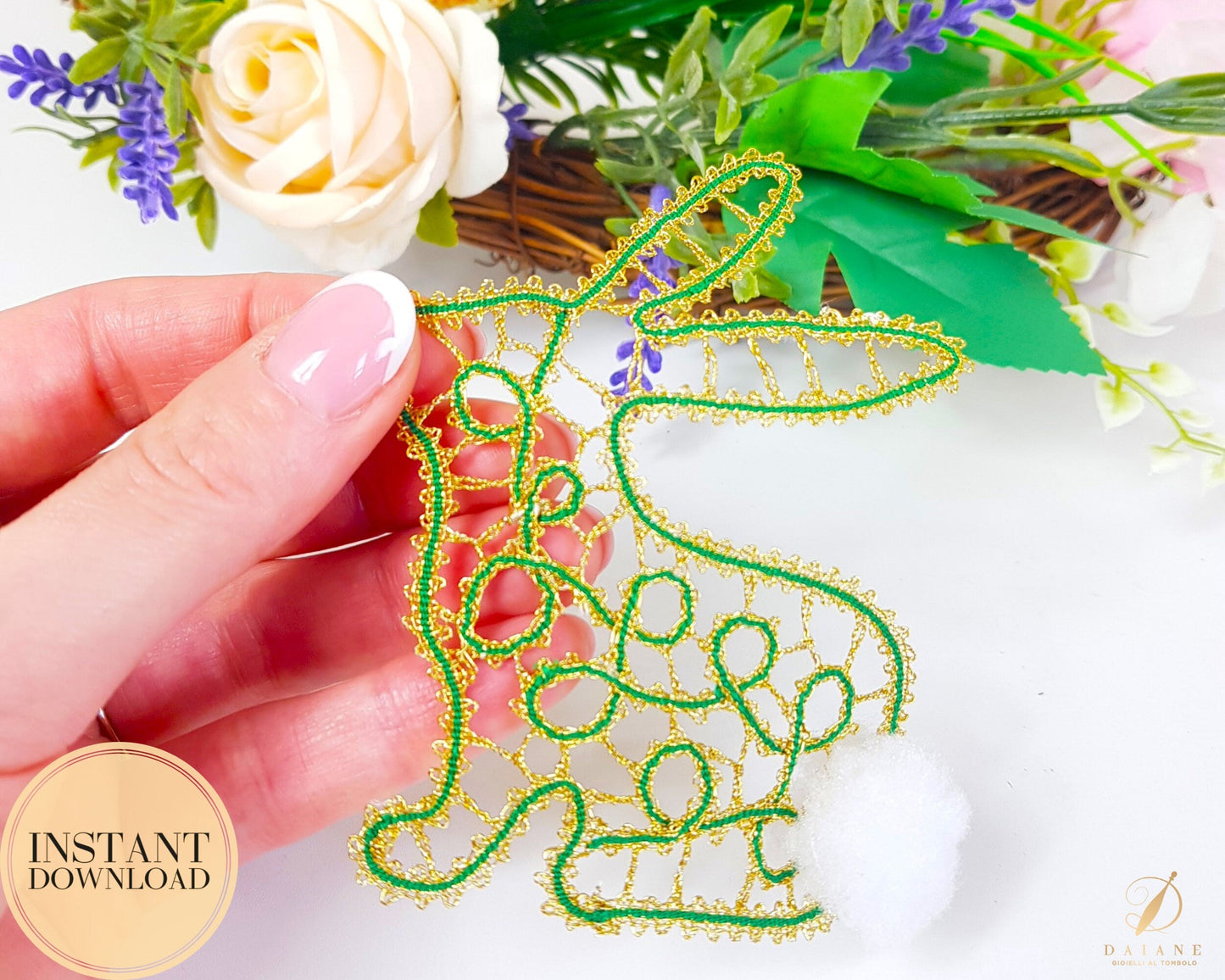 Bobbin Lace Easter Bunny Pattern Printable PDF - instant digital download