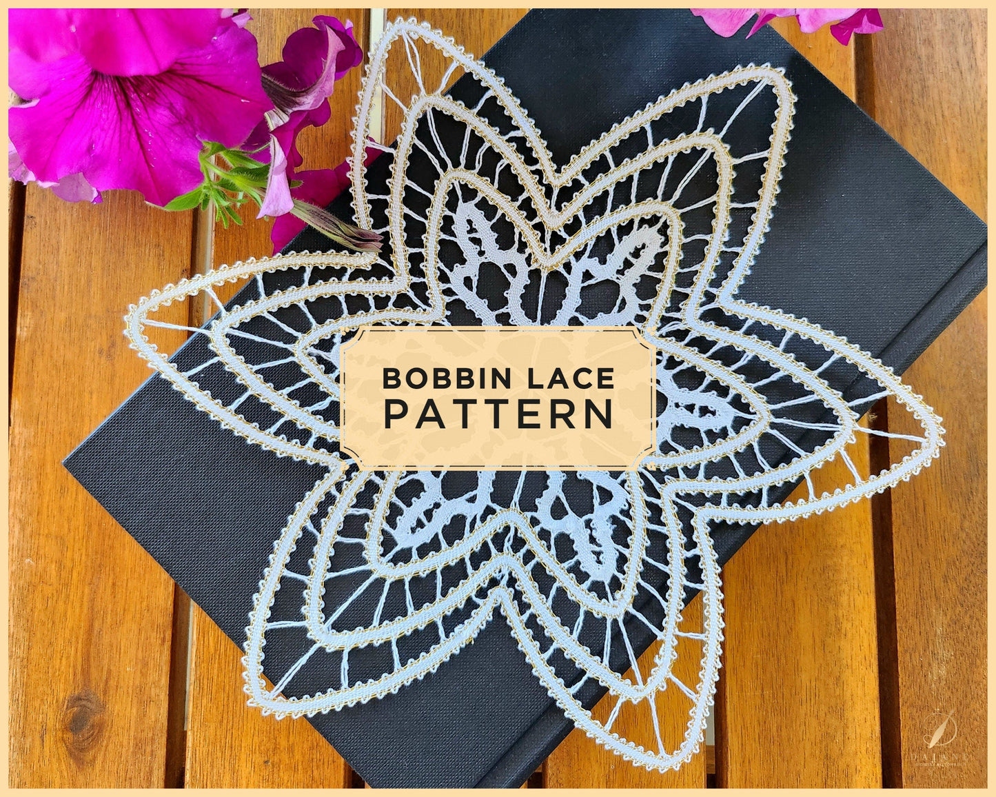 Bobbin Lace Pattern Star Doily Printable PDF - instant digital download